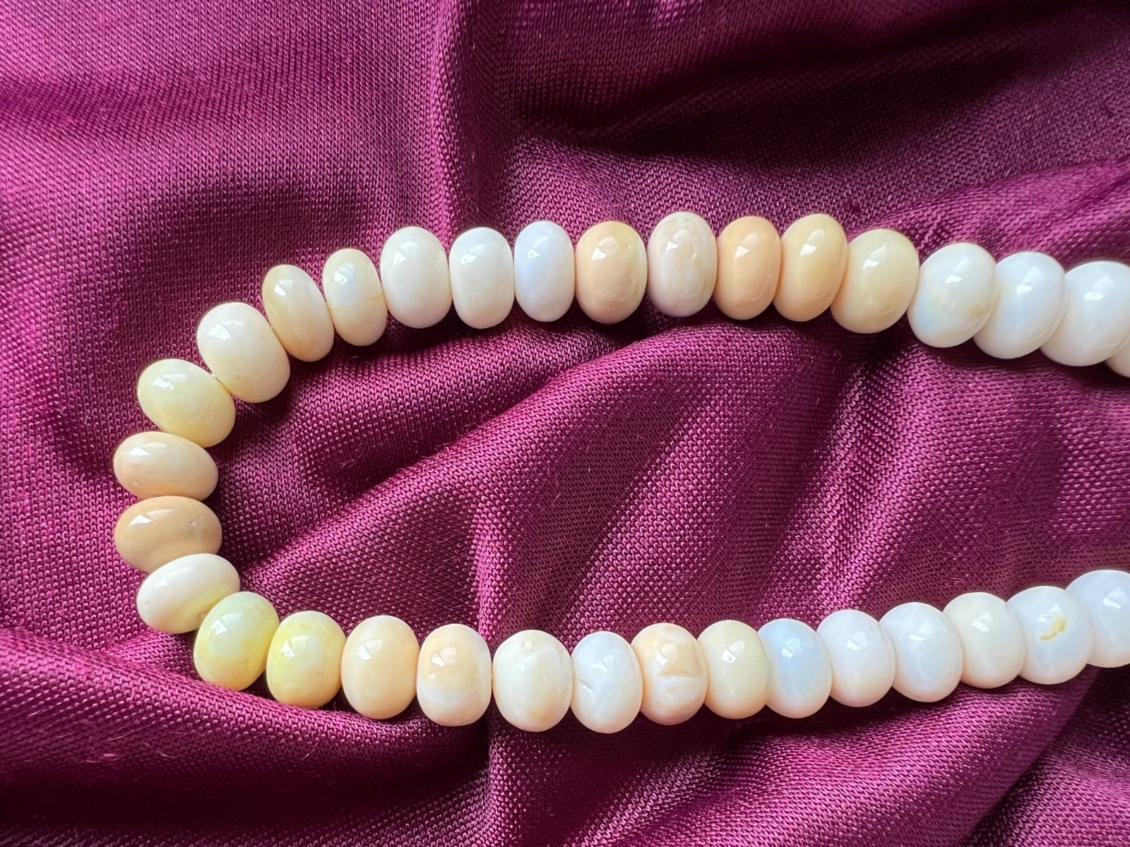 Natural Opal Rondelle Bead Strand Cream Yellow Jewelry Making 16″ Necklace
