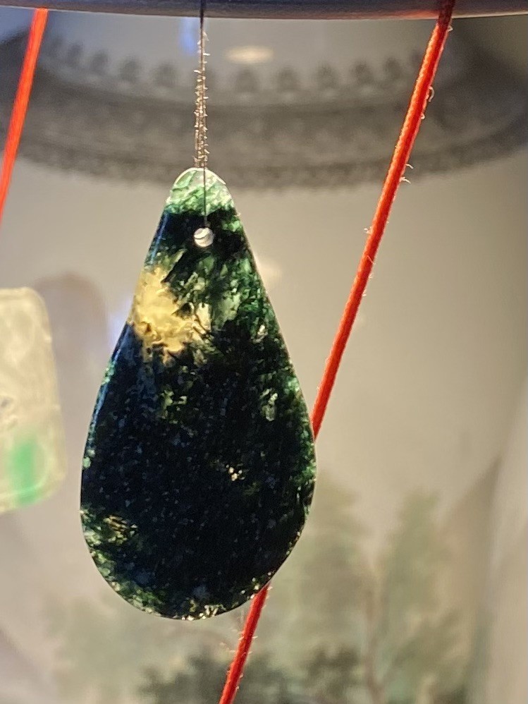 50x25mm Natural Green Moss Agate Teardrop Healing Pendant Bead