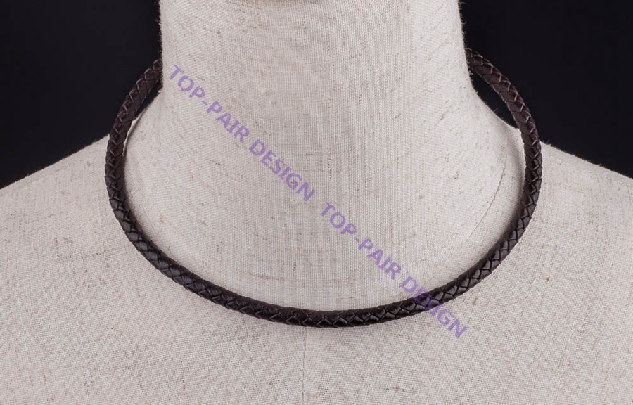 Magnet Stainless Steel Clasp Quality 6mm Leather Cord Braided Choker Necklace