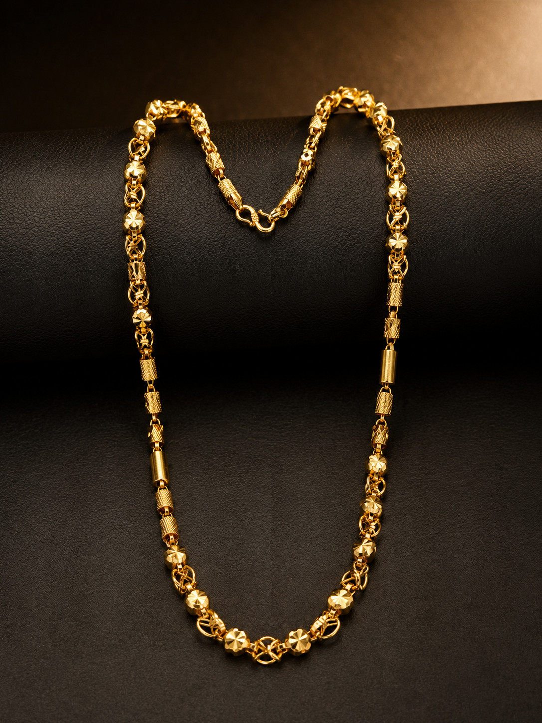 22kt Yellow Gold Plated Cuban Curb Chain Necklace 22 Inches for Men