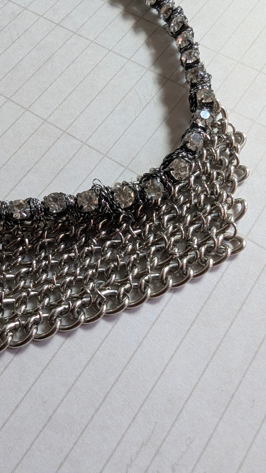 Premier Designs Silver Mesh Bib Necklace Statement Chain Fringe Collar 18″