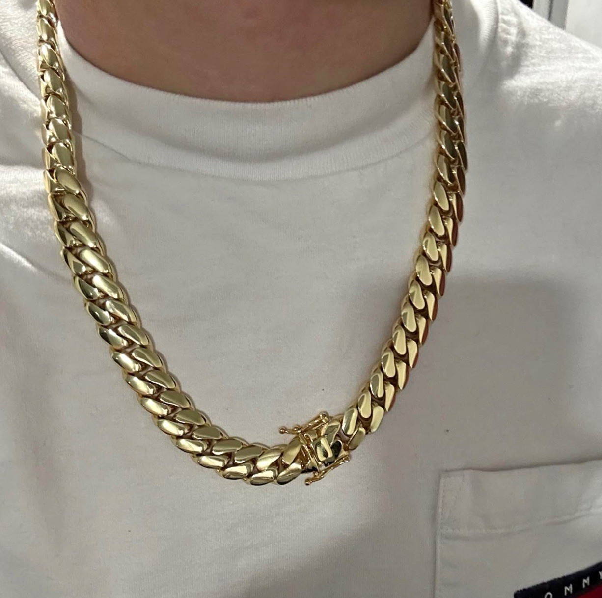 Miami Premium Water Resistant Cuban Link Gold Plated Chain 14mm 18k & 14k