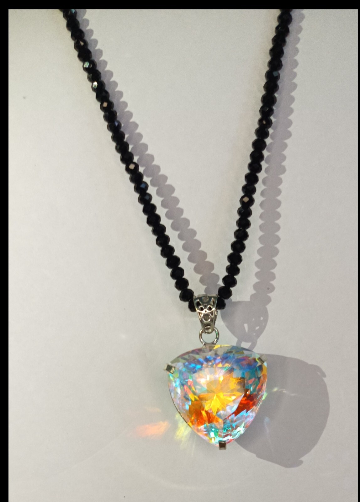 90.60 Ct+ Mystic Topaz Trillion Cut Sterling Silver Rainbow Pendant Gemstone