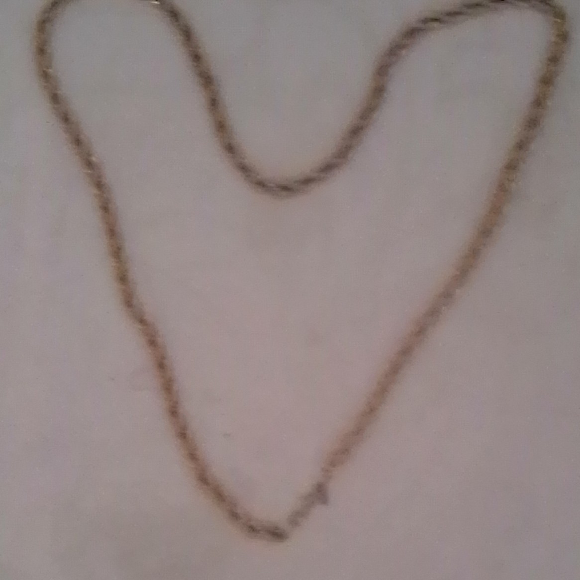 Gold Tone Metal Rope Chain Necklace with Clasp, No Stone