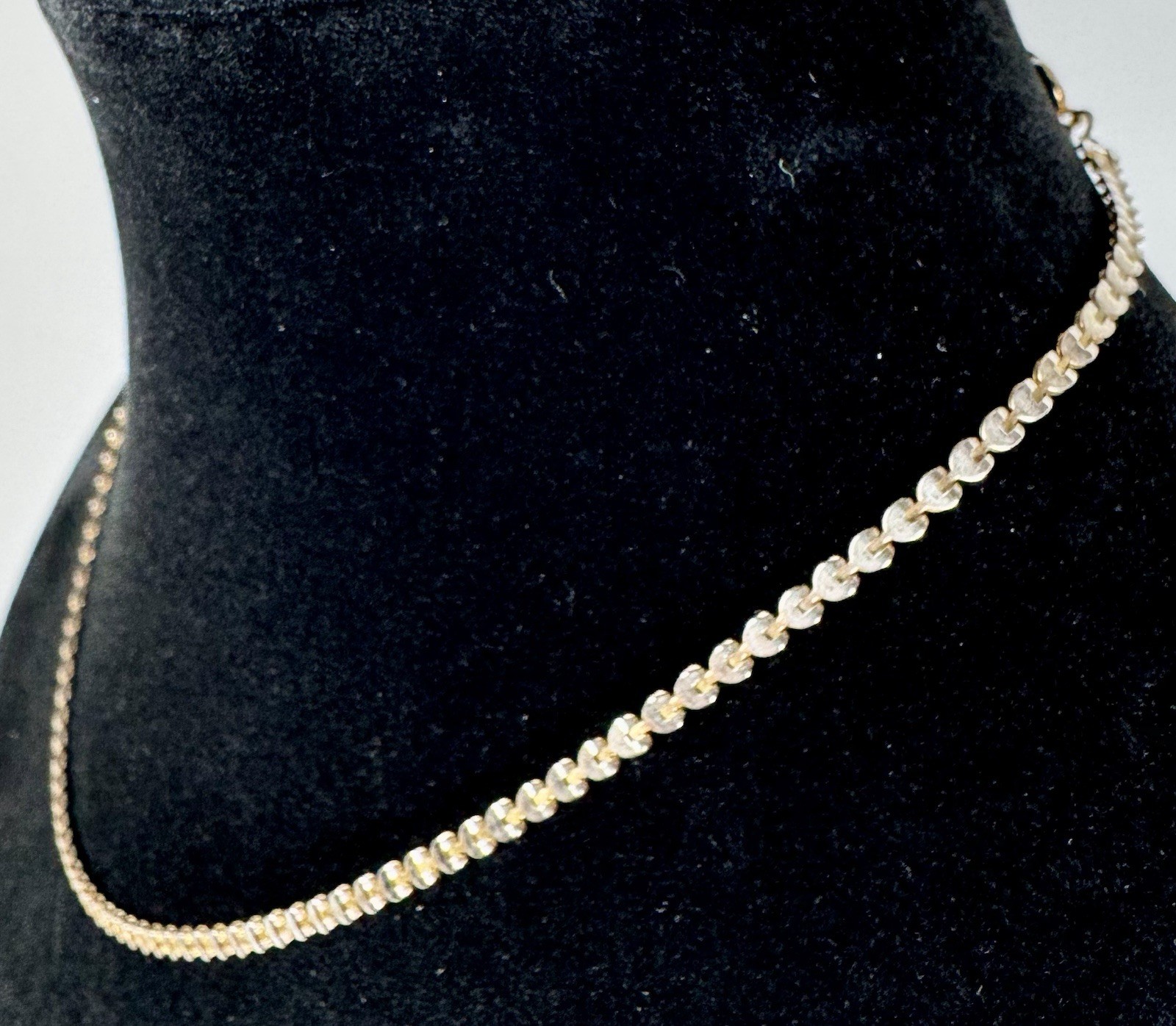 Gold Tone Tennis Style Necklace Spring Ring Signed Star Clasp Metal #1549