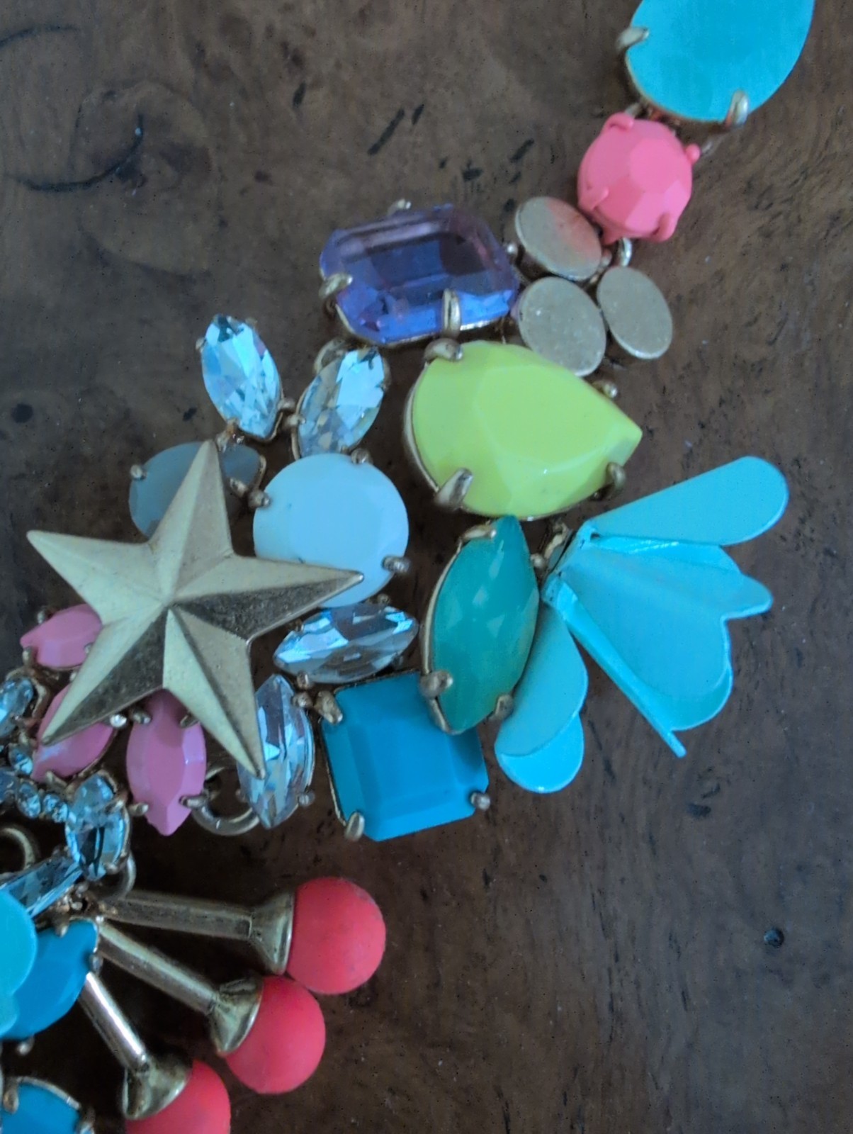 J CREW MIDSUMMER STATEMENT BIB NECKLACE STARS COLORFUL CLUSTERS PASTEL FLORALS