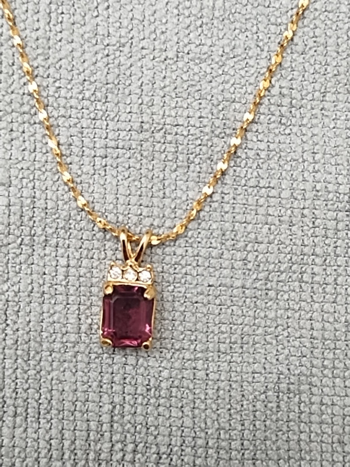 Custom Ladies Necklace With Purple And Colorless Stones Pendant