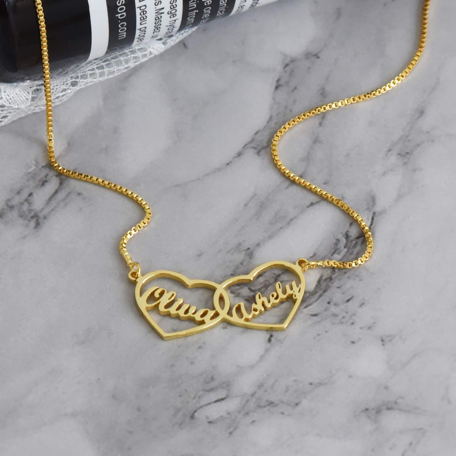 Personalized 2 Names Pendant for Mother Relationship Custom Necklace for Couple