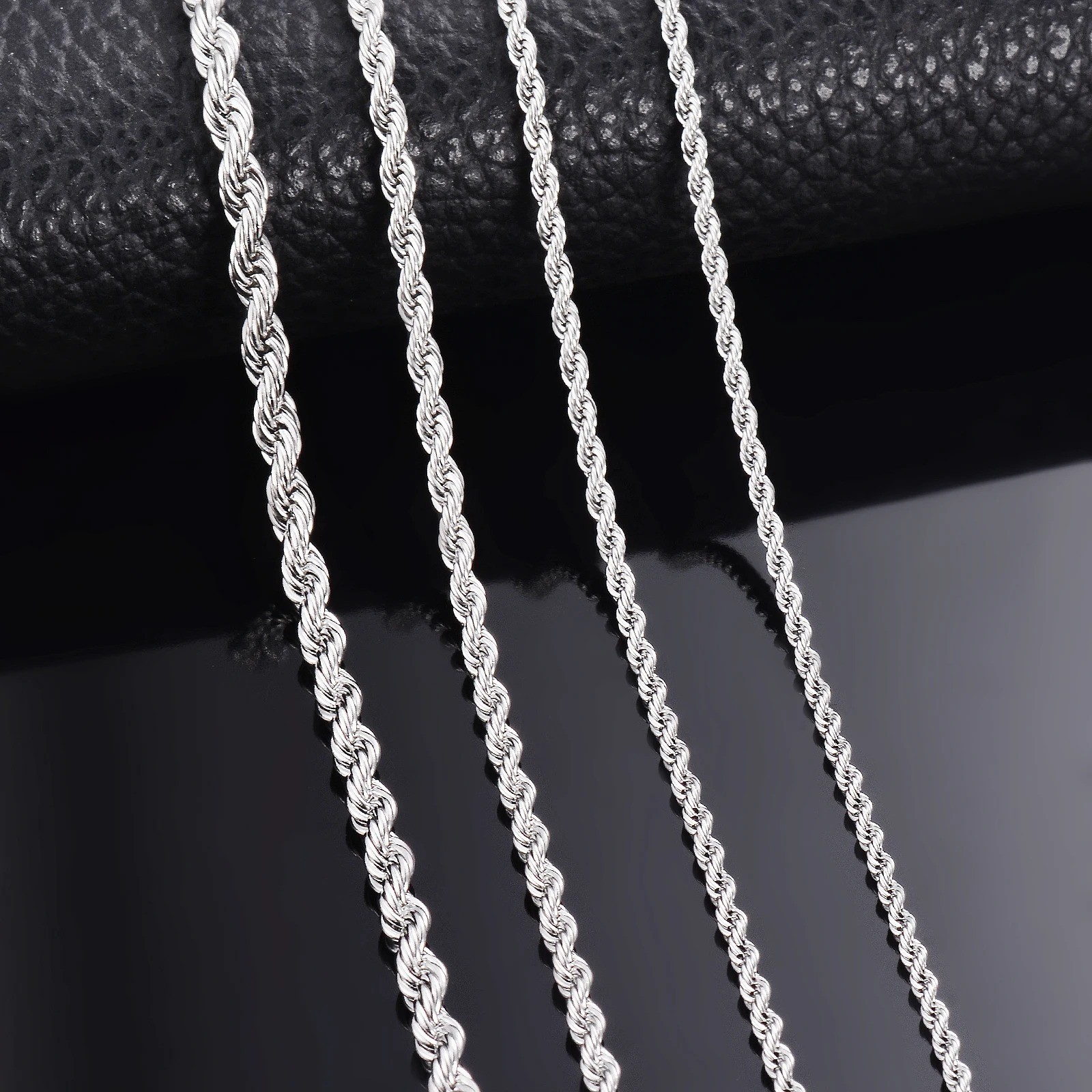 2/2.5/3/4/5/6/7mm 316L Stainless Steel Women Men Rope Chains Necklaces 18-32”