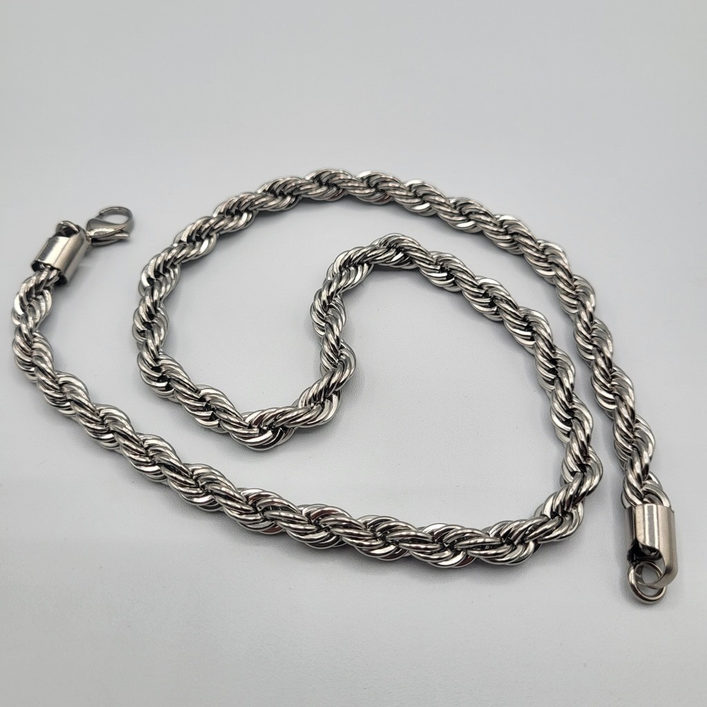 Men’s Stainless Steel Twisted Braided Rope Chain Necklace – 21″ – NWOT
