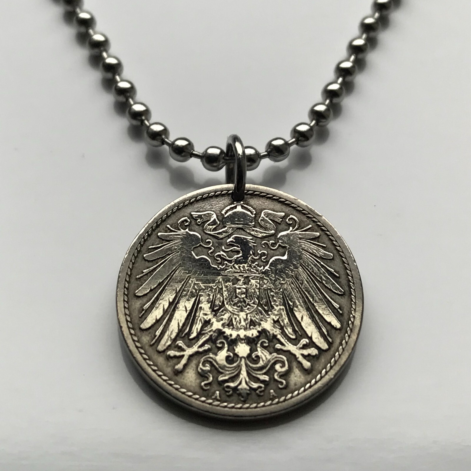 1890-1916 Germany Deutschland 10 Pfennig coin pendant German eagle Berlin 000315