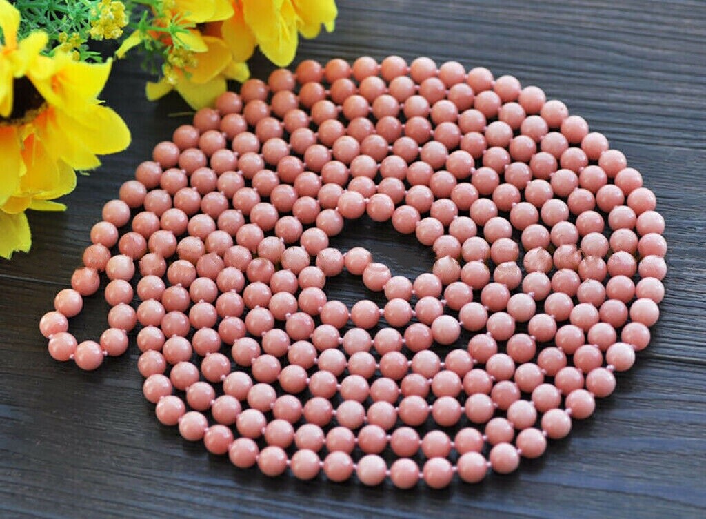 Long 16-100” 8mm Natural Pink Rhodochrosite Round Gems Beads Jewelry Necklace