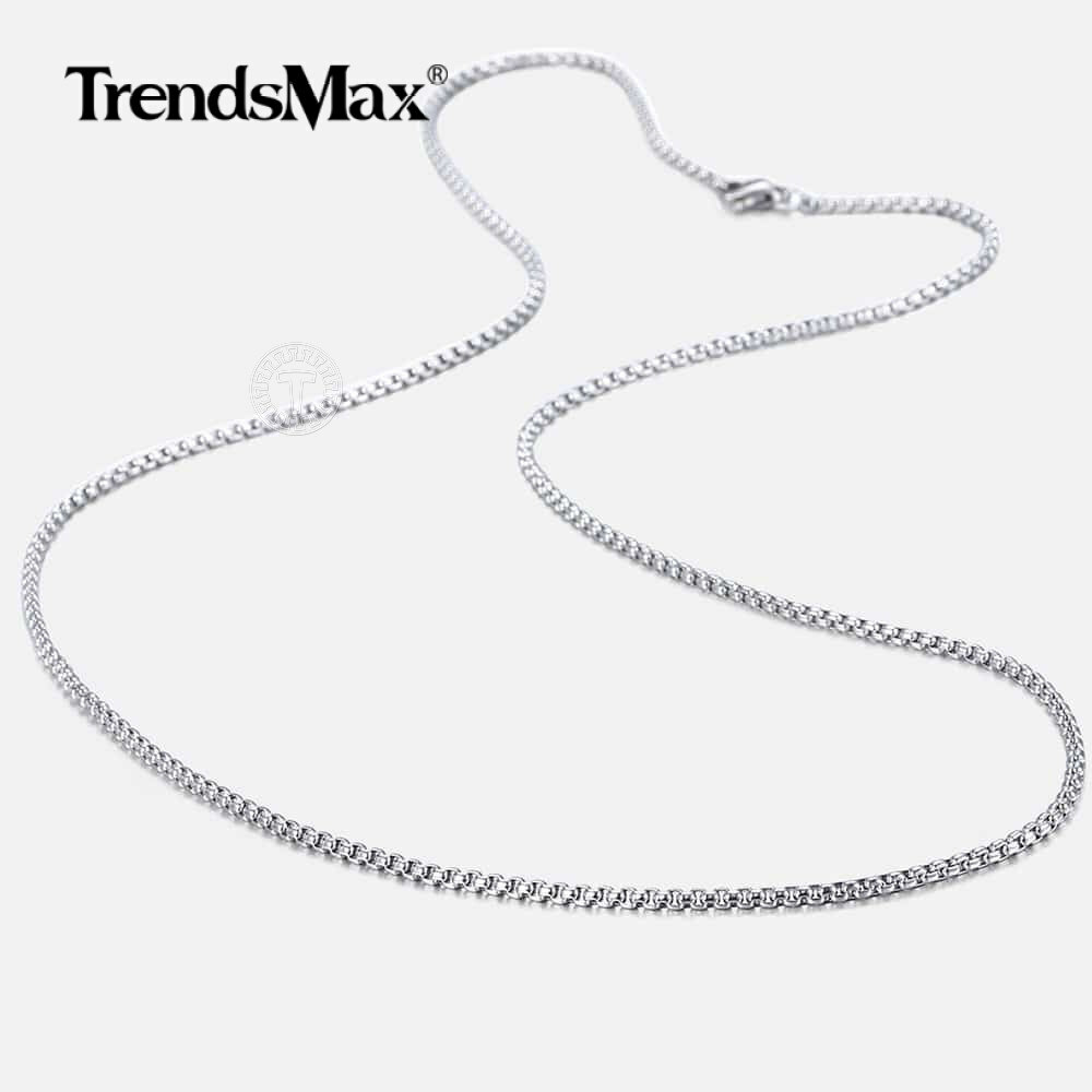 16″-30″ Mens Stainless Steel Curb Cuban/Box Chain Necklace Choker 2/3/5/7/9/11mm