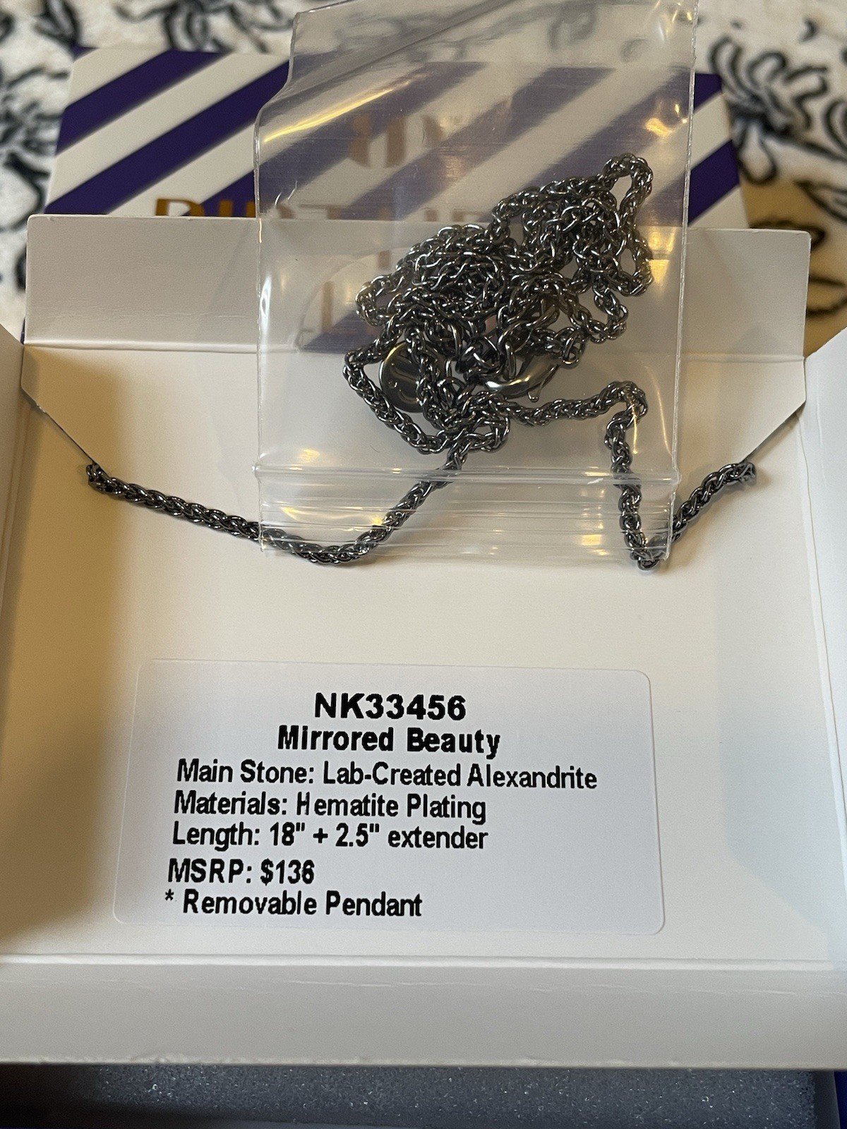 NEW! Bomb Party-June Necklace-“Mirrored Beauty”-LC Alexandrite, Hematite Plating