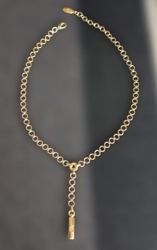 GIVENCHY Vintage 4G Y Chain Necklace Gold Tone Logo Pendant 46cm Statement