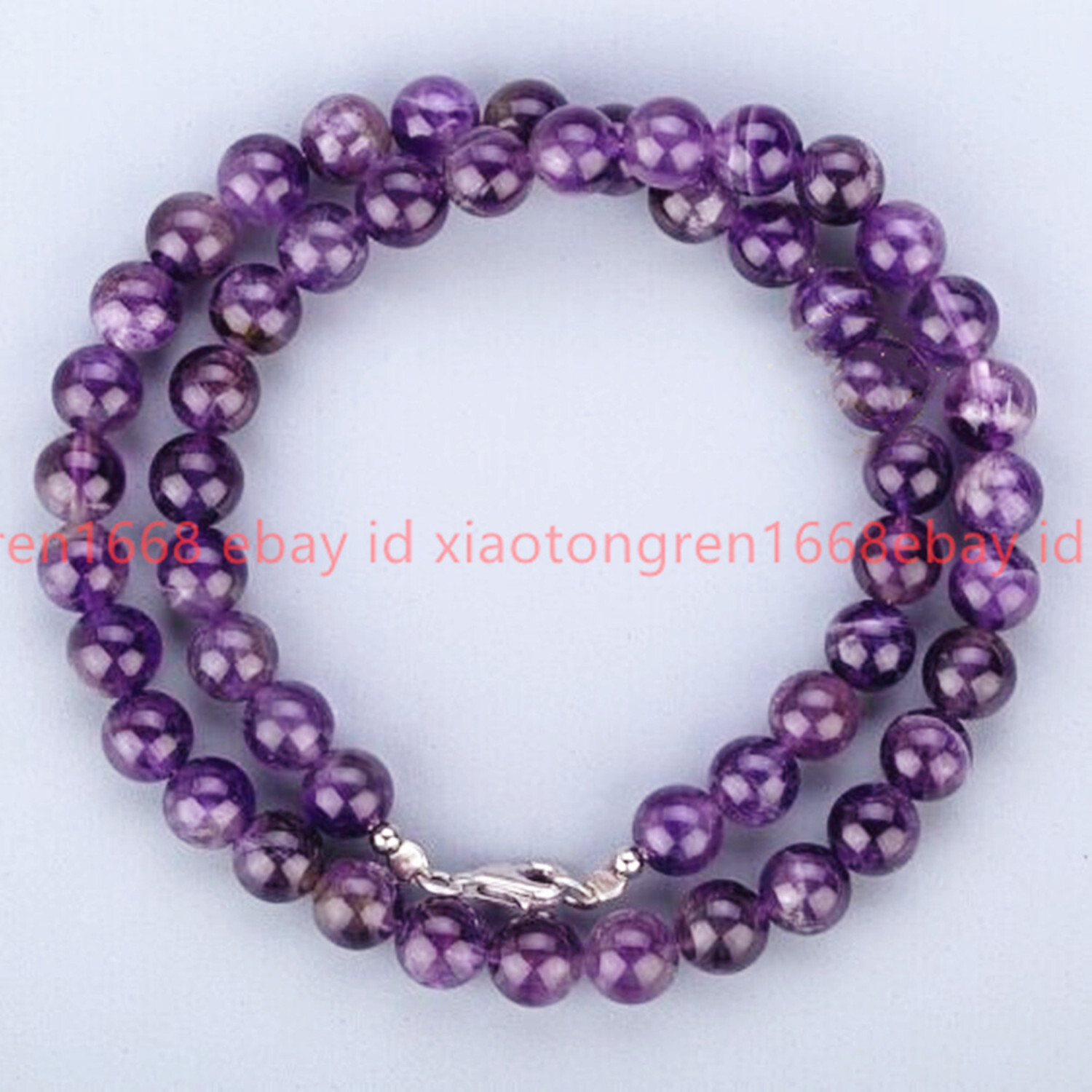 Pretty Natural 8/10/12mm Purple Amethyst Gems Round Beads Necklace 16-24in