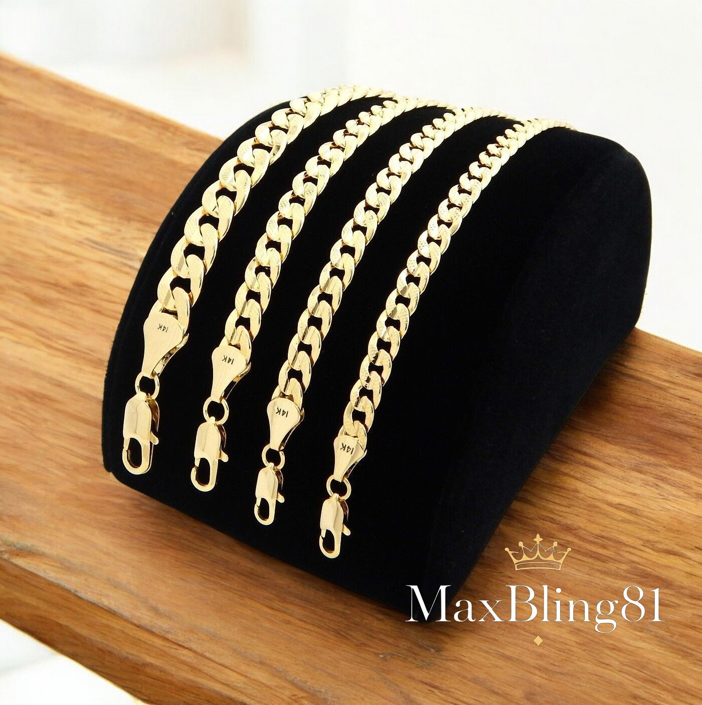 AAA+ High-End Premium 14K Stamped Gold plated 4~10mm Brass Cuban Chain Necklace