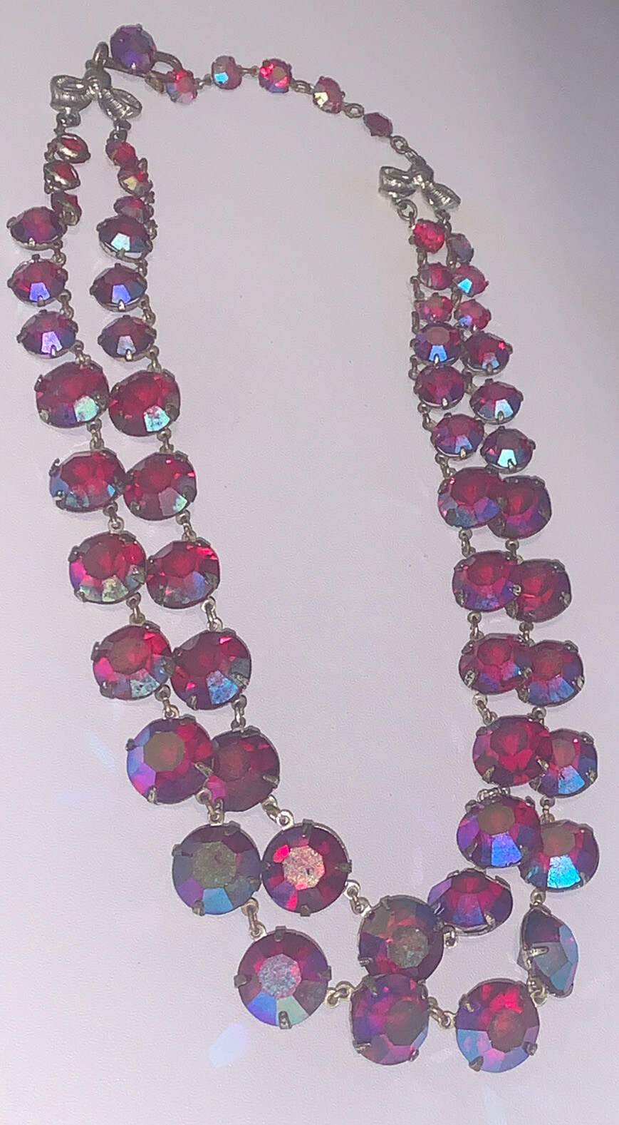 RARE Carnival Dragons Breath Glass Riviere Open Back Double Antique Necklace
