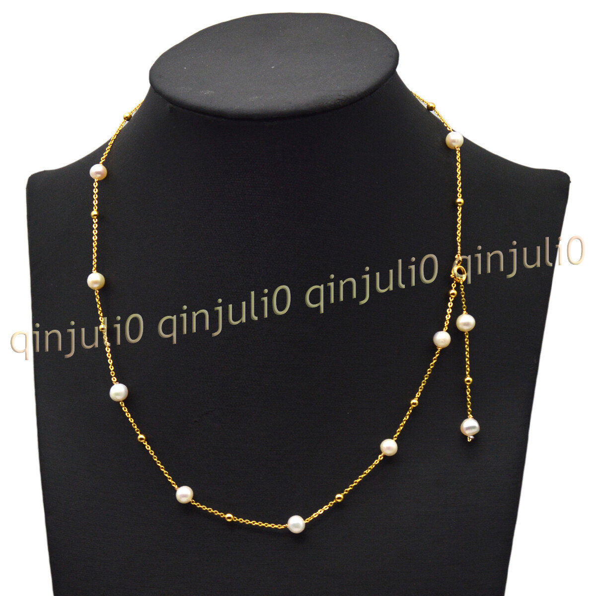 Real Natural 6-7mm White Freshwater Baroque Pearl Necklace Gold Chain 20/32”