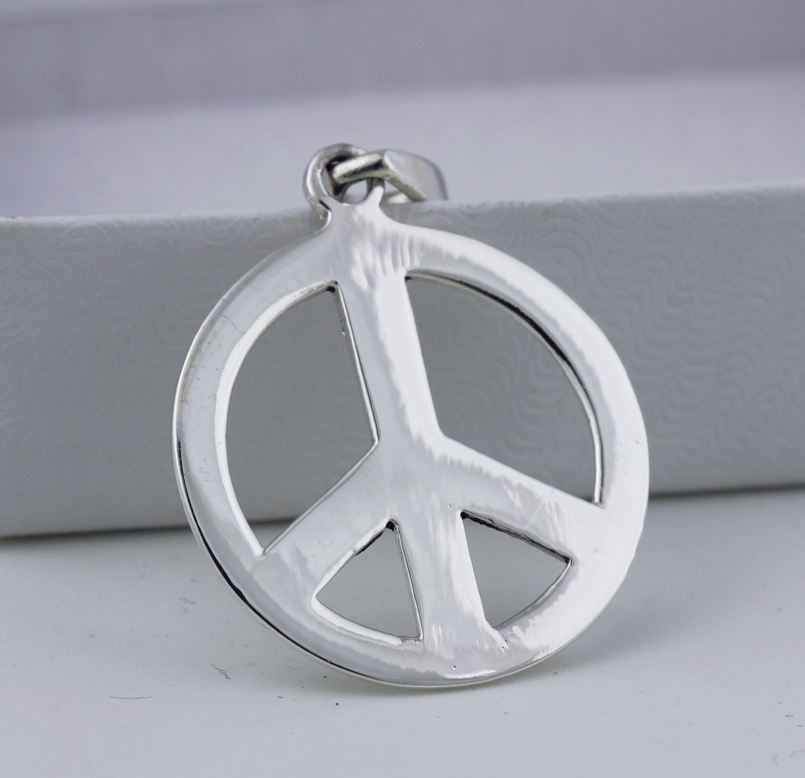 Women Girl Men Boy 925 Sterling Silver 19mm Round Peace Sign Pendant