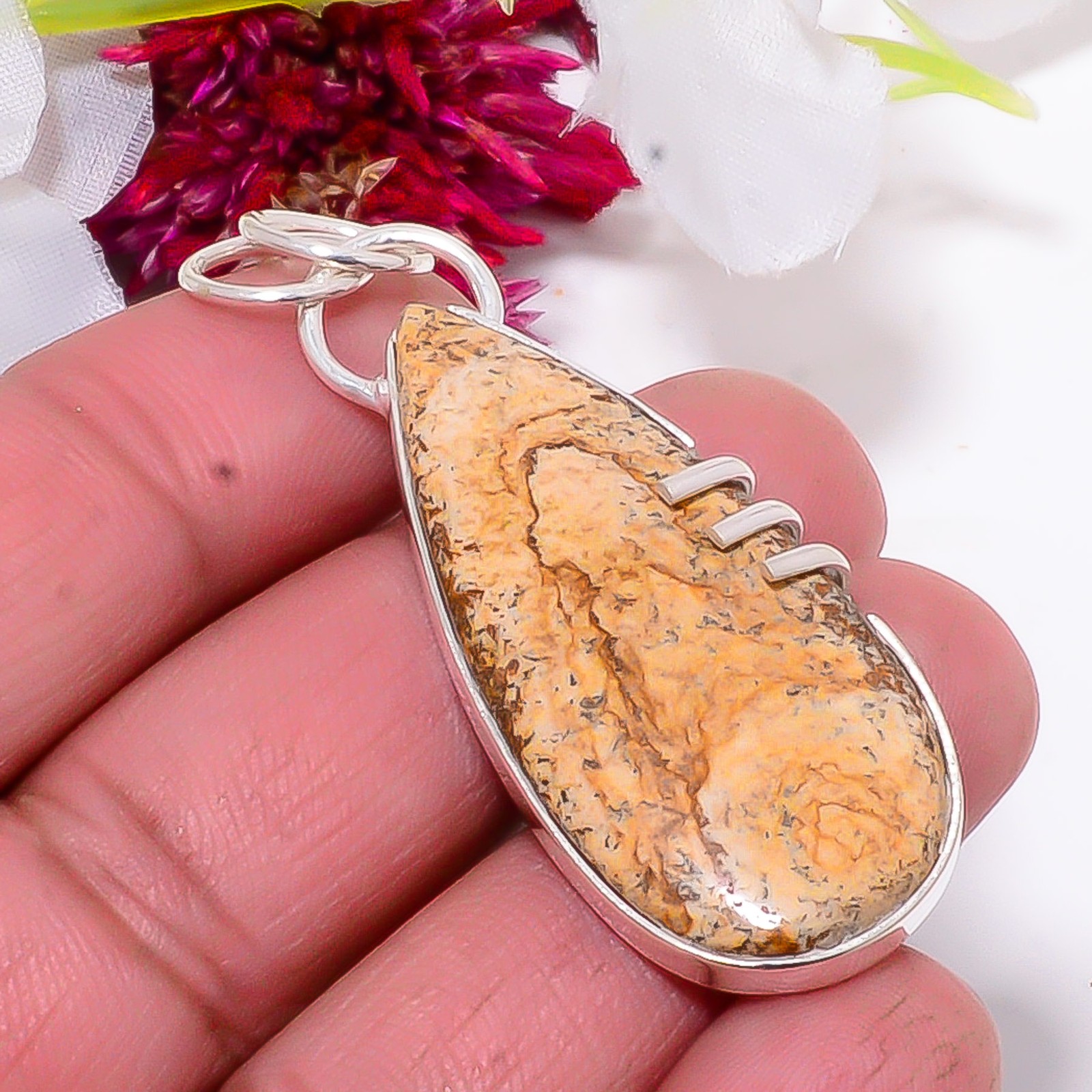 Picture Jasper – Oregon Designer Handmade 925 Sterling Silver Pendant 1.95″ Sku7
