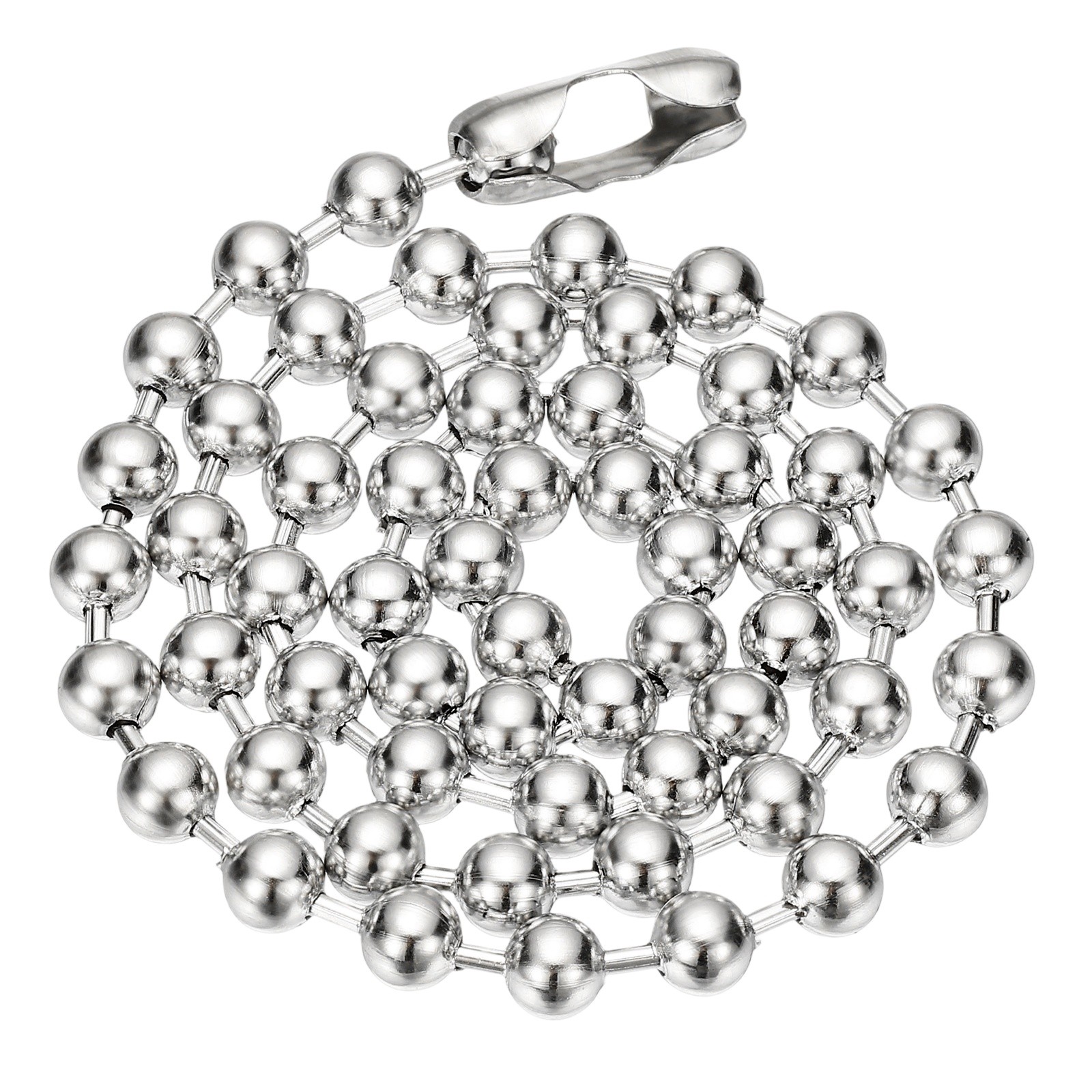 Silver-tone Beaded Chain Necklace, 8mm Bead Ball Necklace, 28 Inch Length