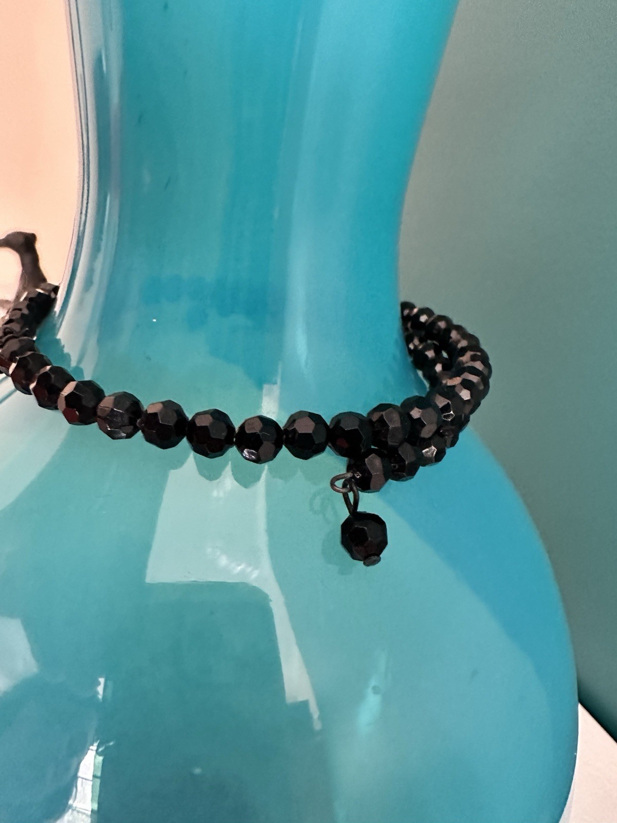 Black Jet-look Bead Deco Choker Necklace One Size