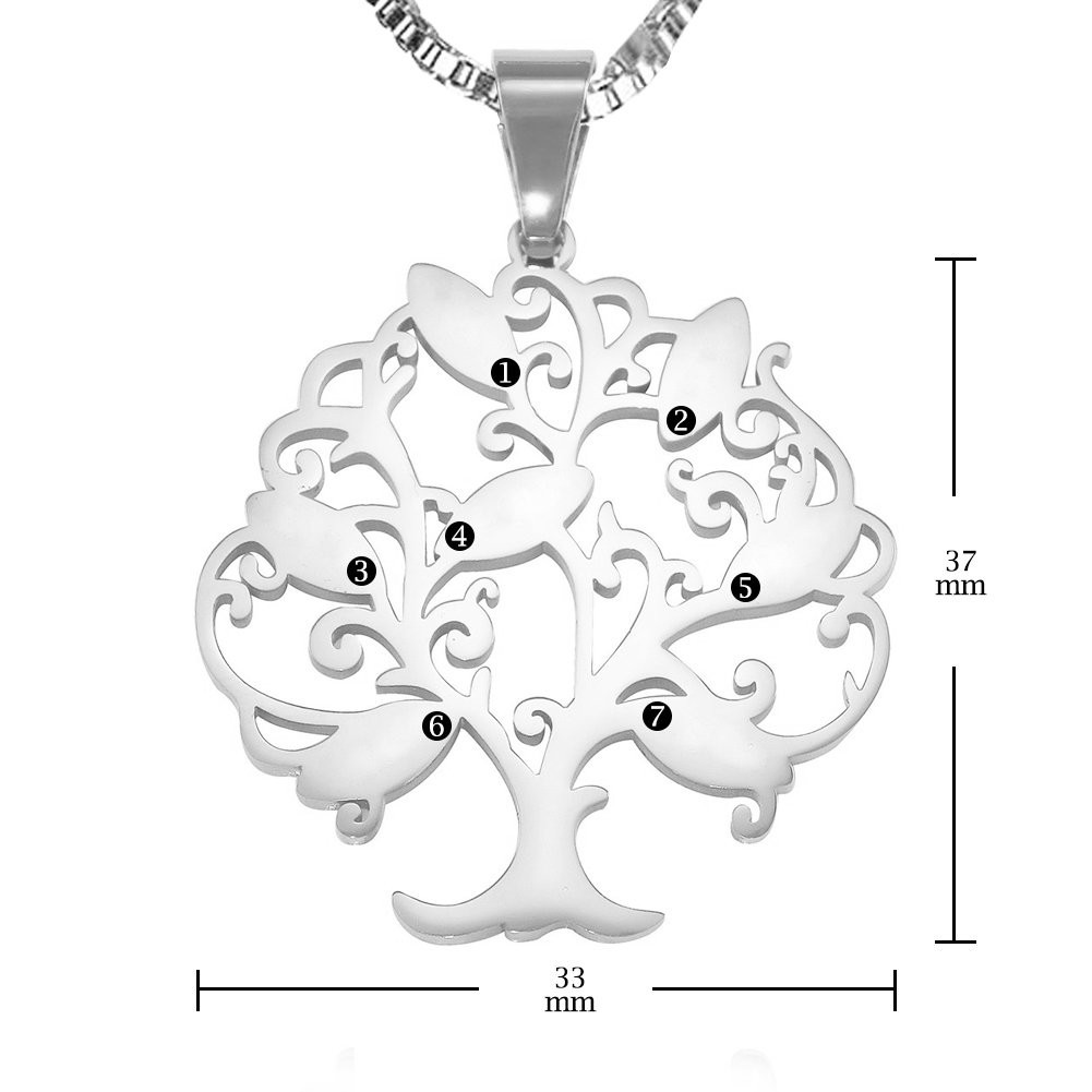 Personalized Family Name Tree Necklace Pendant for Mom,Women Handmade Jewelry