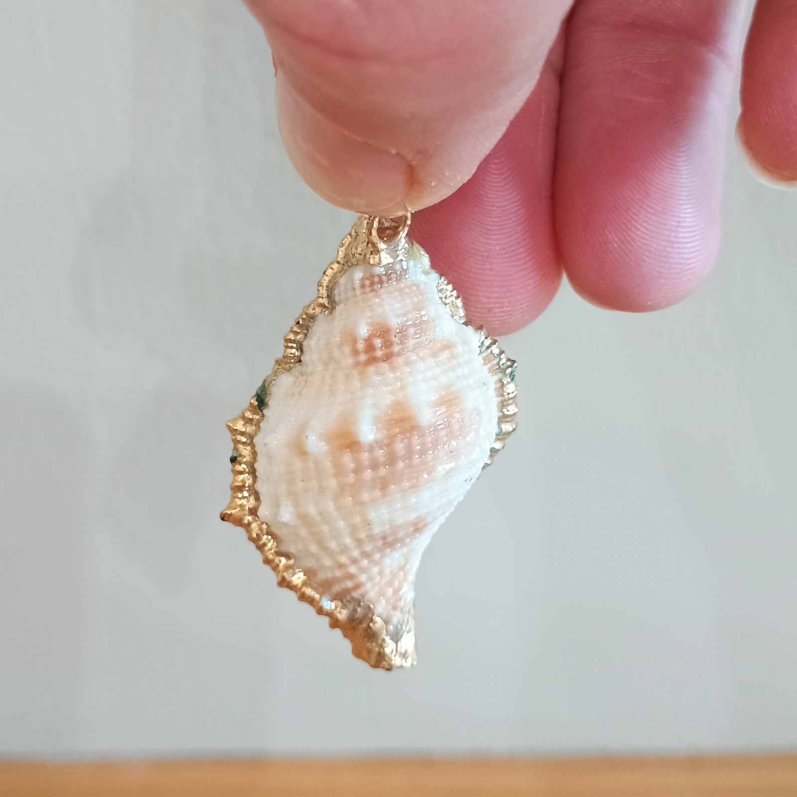 Natural Conch Seashell Pendant Gold Accented Nautical Ocean