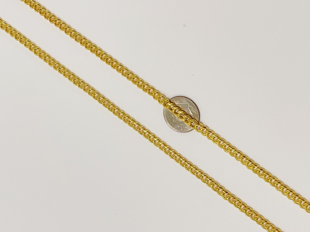 Solid 18K Yellow Gold 4mm Cuban Curb Chain Necklace 22″Italian Made Mens Jewelry