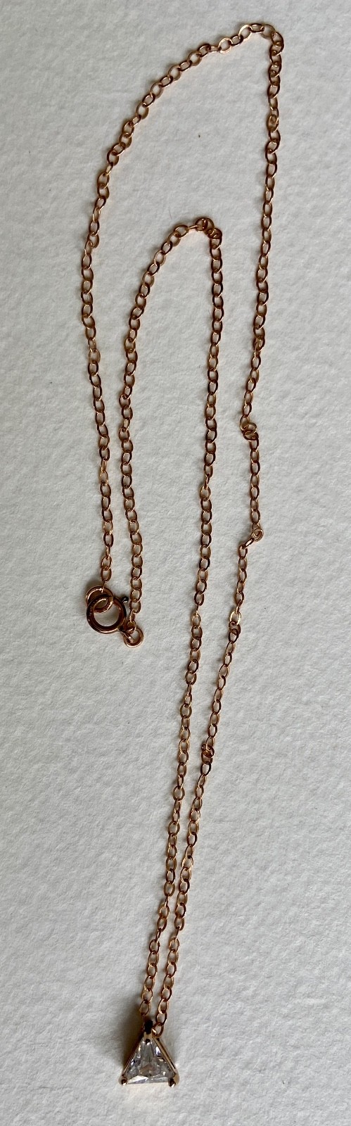 Gold Filled Chain Necklace w/ Trillion Triangle CZ Cubic Zirconia Slide Pendant