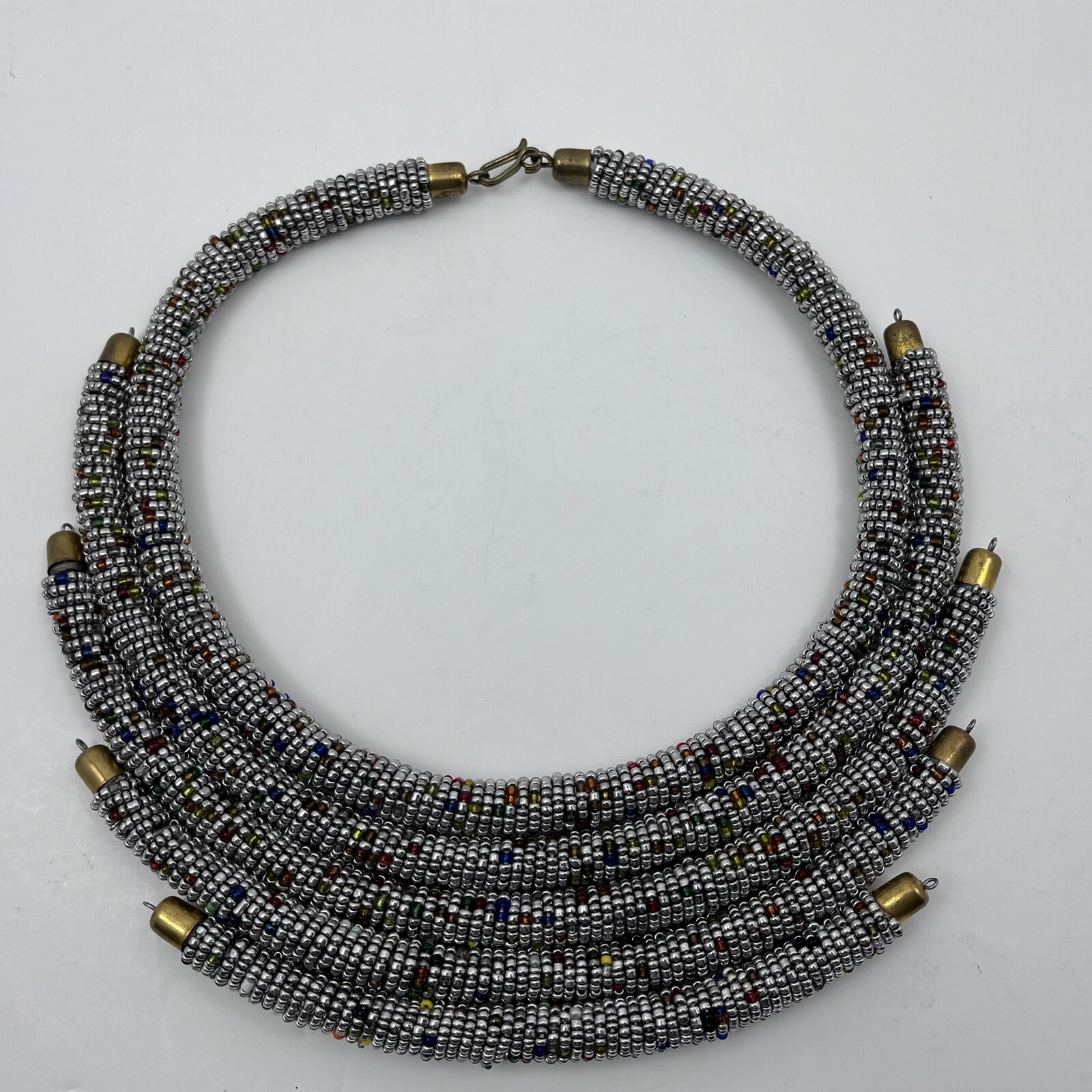 Kendi Aman Gold-tone Kanyoni Beaded 16″ Collar Necklace Ankara Accessories