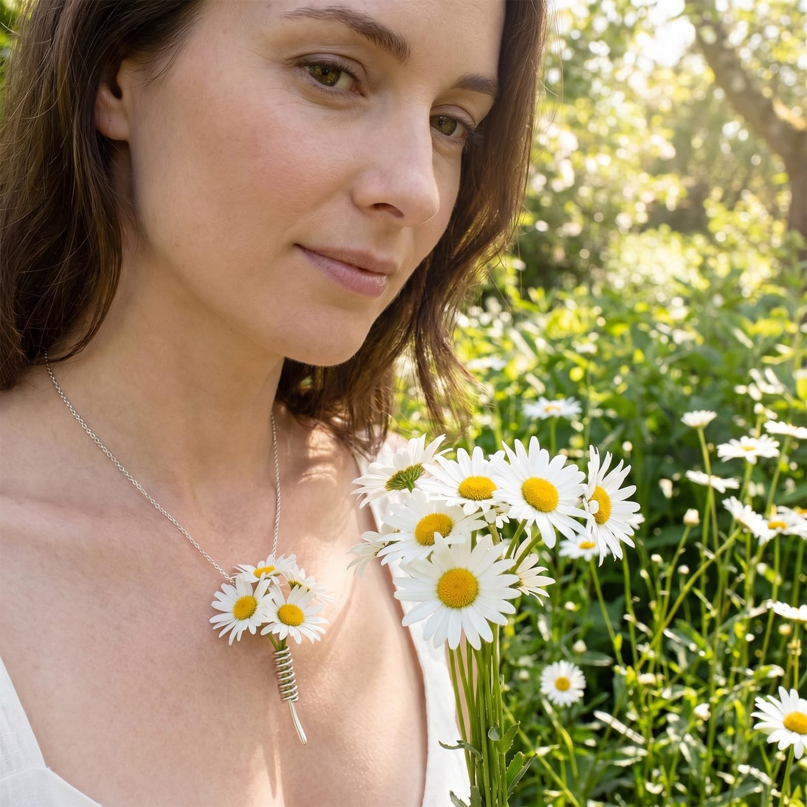 Flower Holder Necklace Spiral Flower Bouquet Necklace Creative Floral Vase Ne…