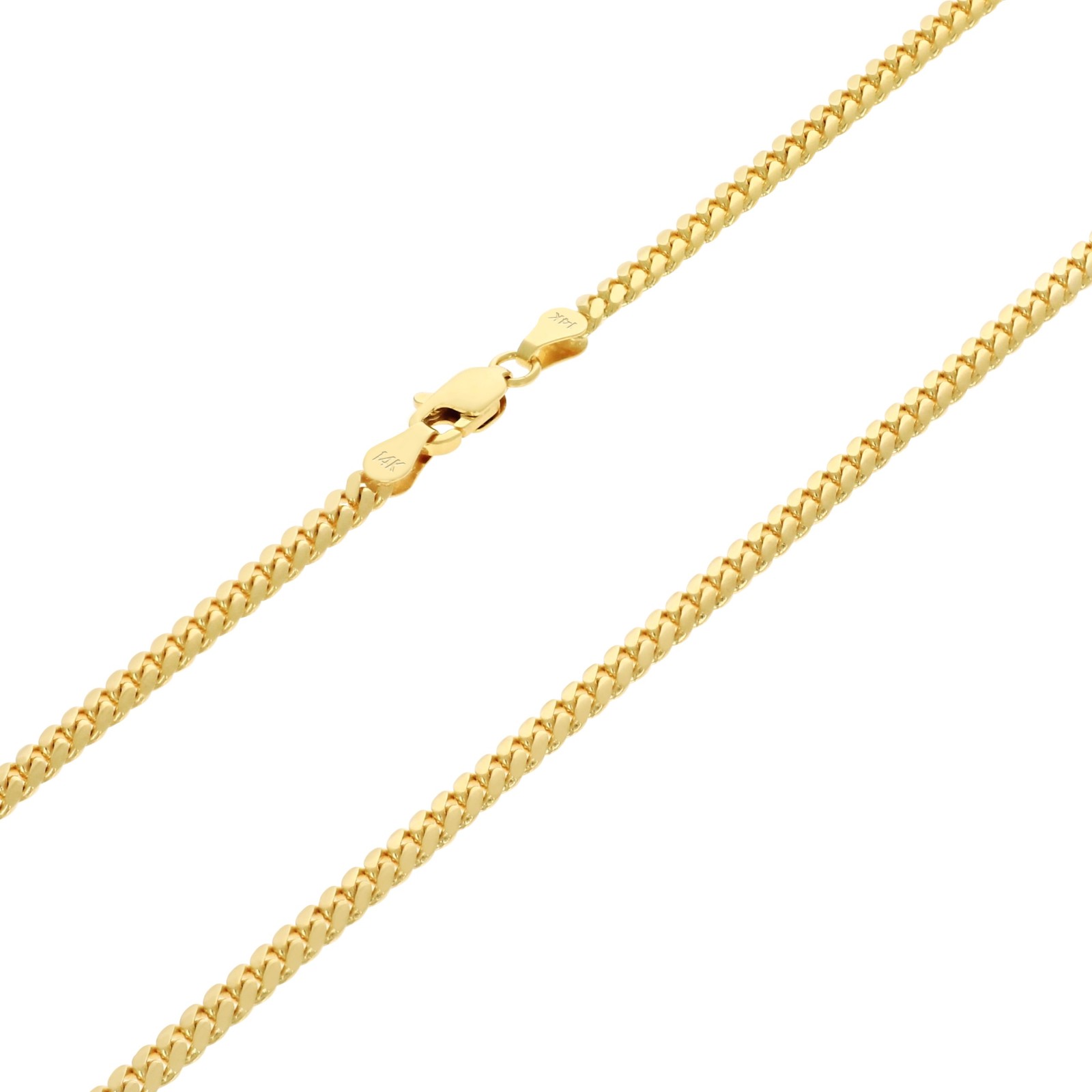 14K Yellow Gold Solid 3.5mm Miami Cuban Link Chain Bracelet Mens Womens 7″ 8″ 9″