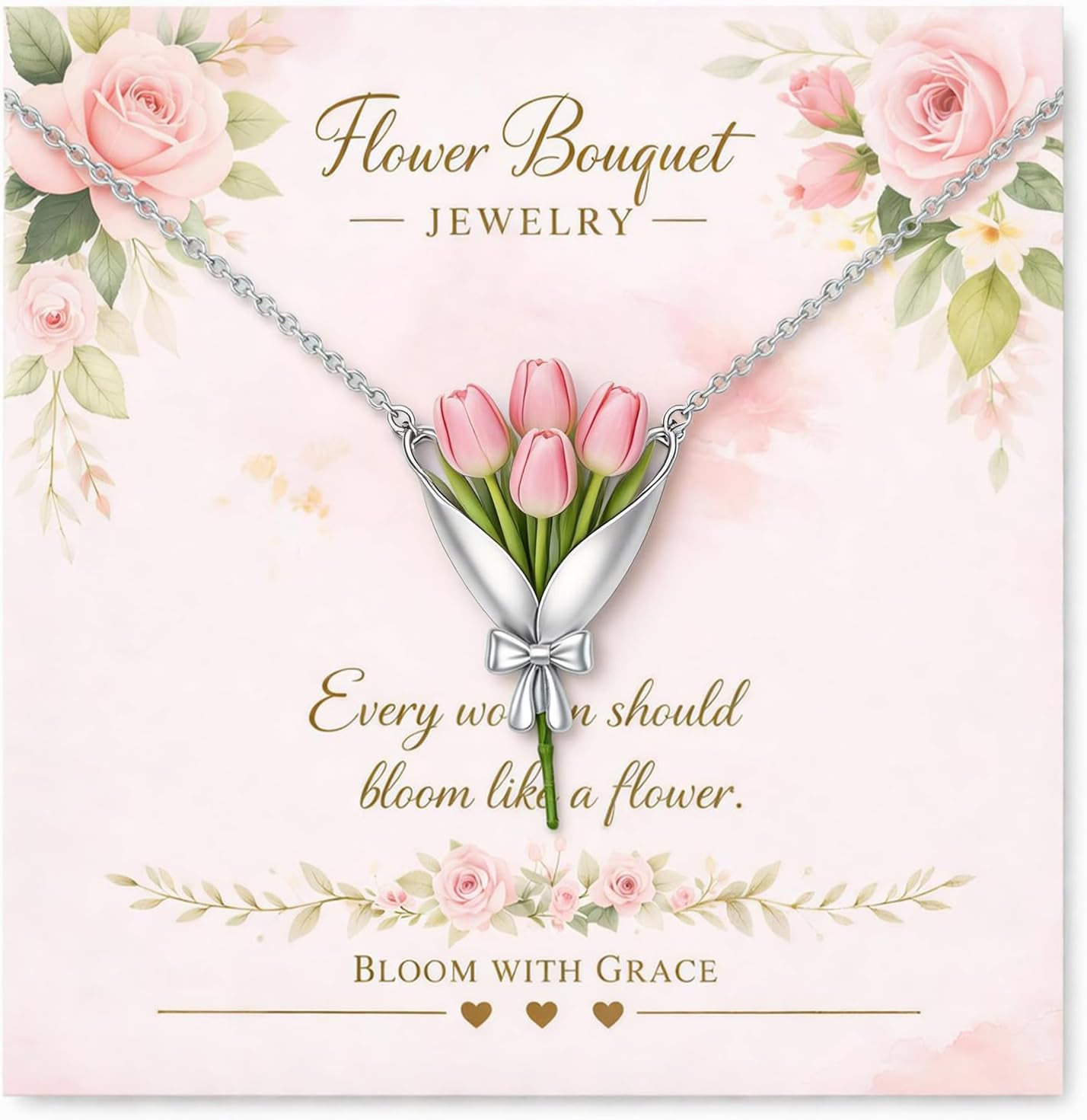 Flower Holder Necklace DIY Flower Bouquet Necklace Floral Vase Pendant for Women