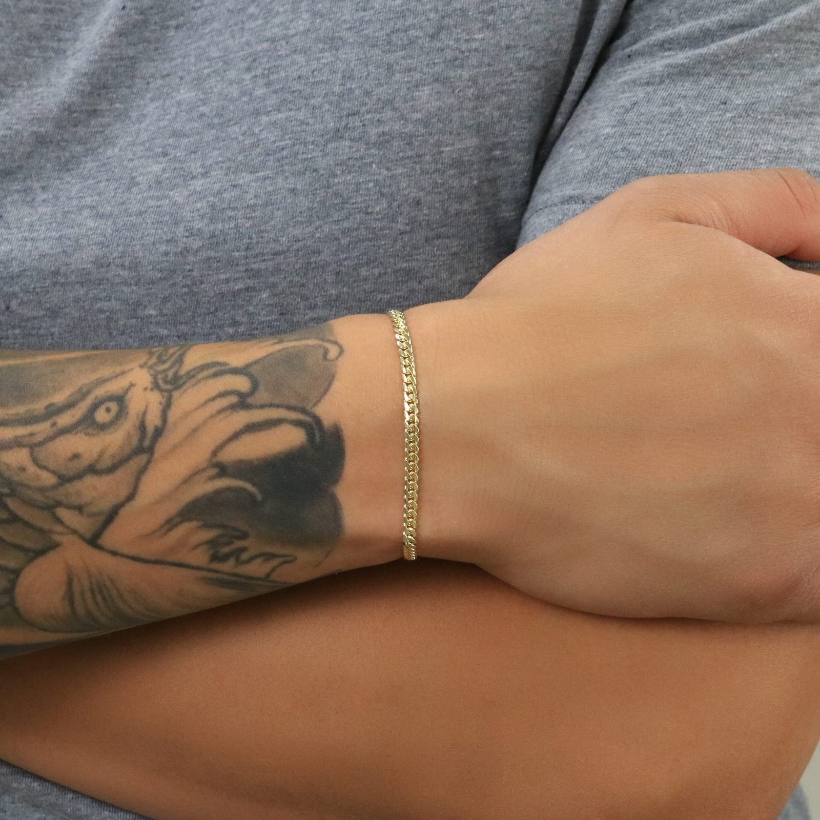 14K Yellow Gold Solid 3.5mm Miami Cuban Link Chain Bracelet Mens Womens 7″ 8″ 9″