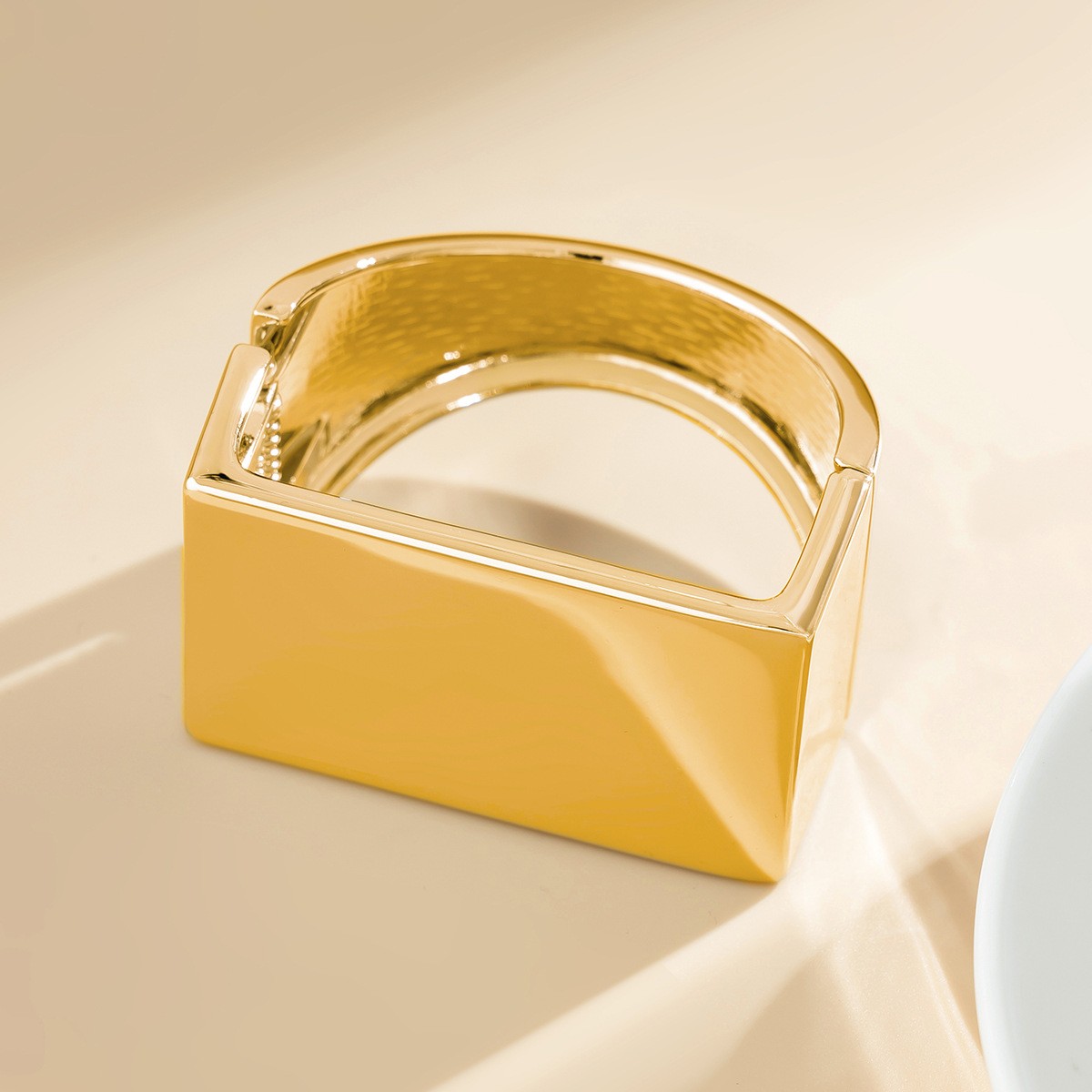 Chunky Mirror Metal Bracelet Bold Statement Cuff Jewelry Gift for Women