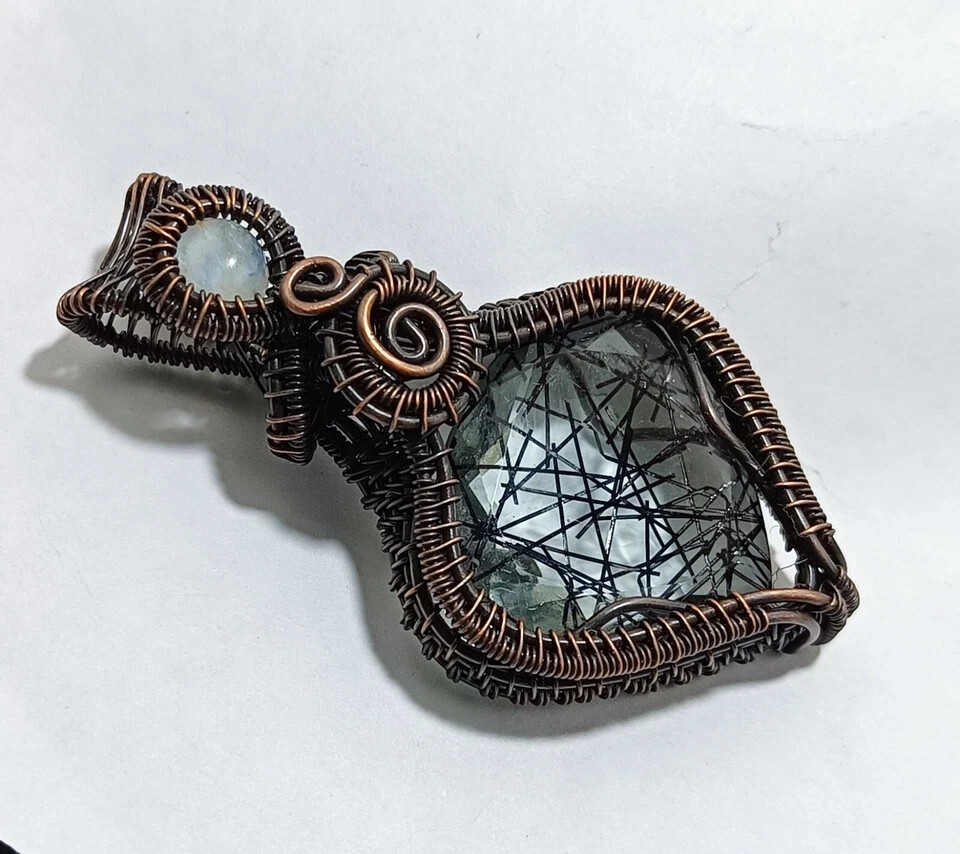 Natural Quartz Gems Copper Jewelry Wire Wrapped Gift For Her Pendant 180.80 Ct