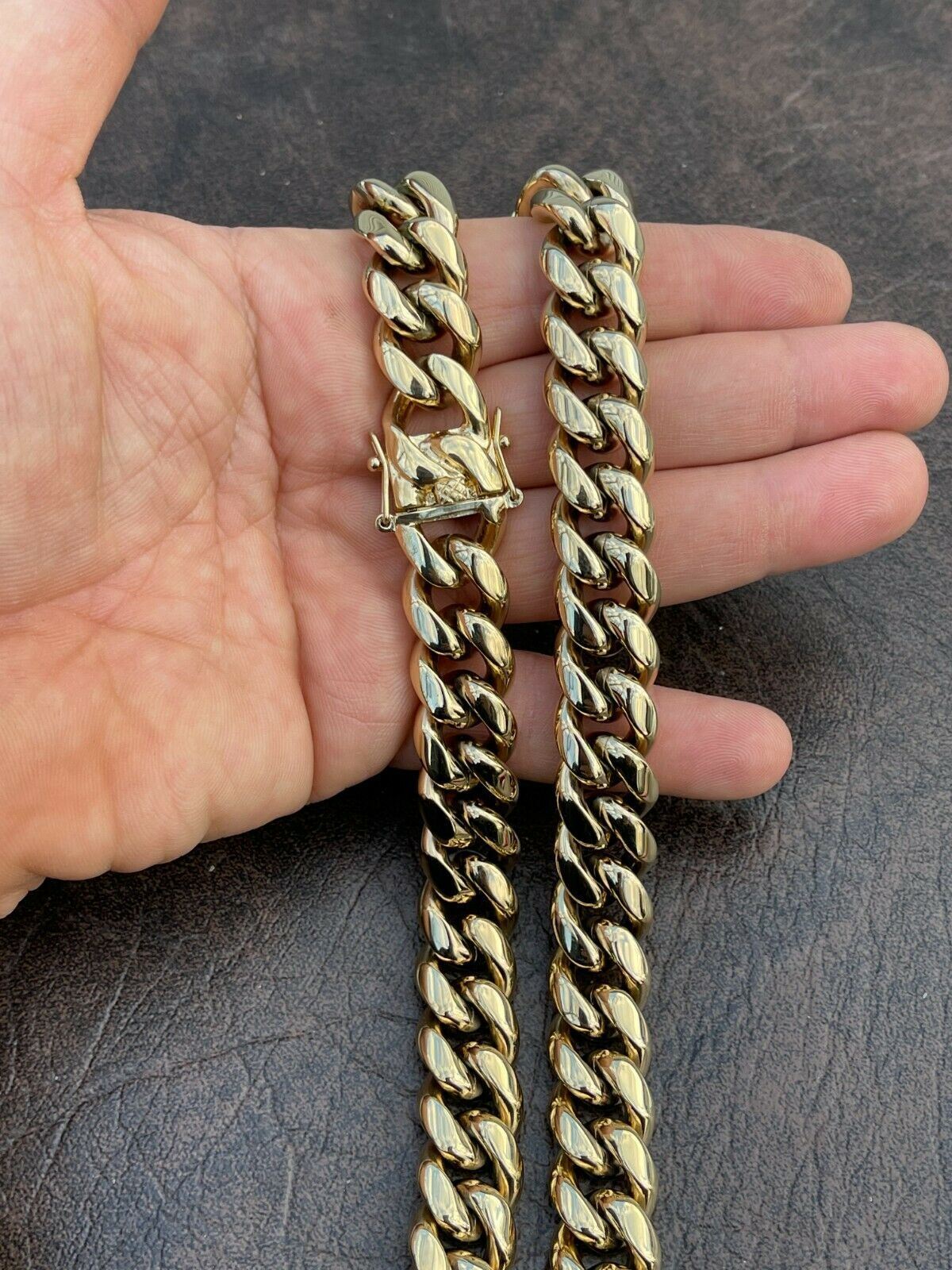 16mm Miami Cuban CHOKER Chain Solid 14k Gold Plated SS Necklace Unisex