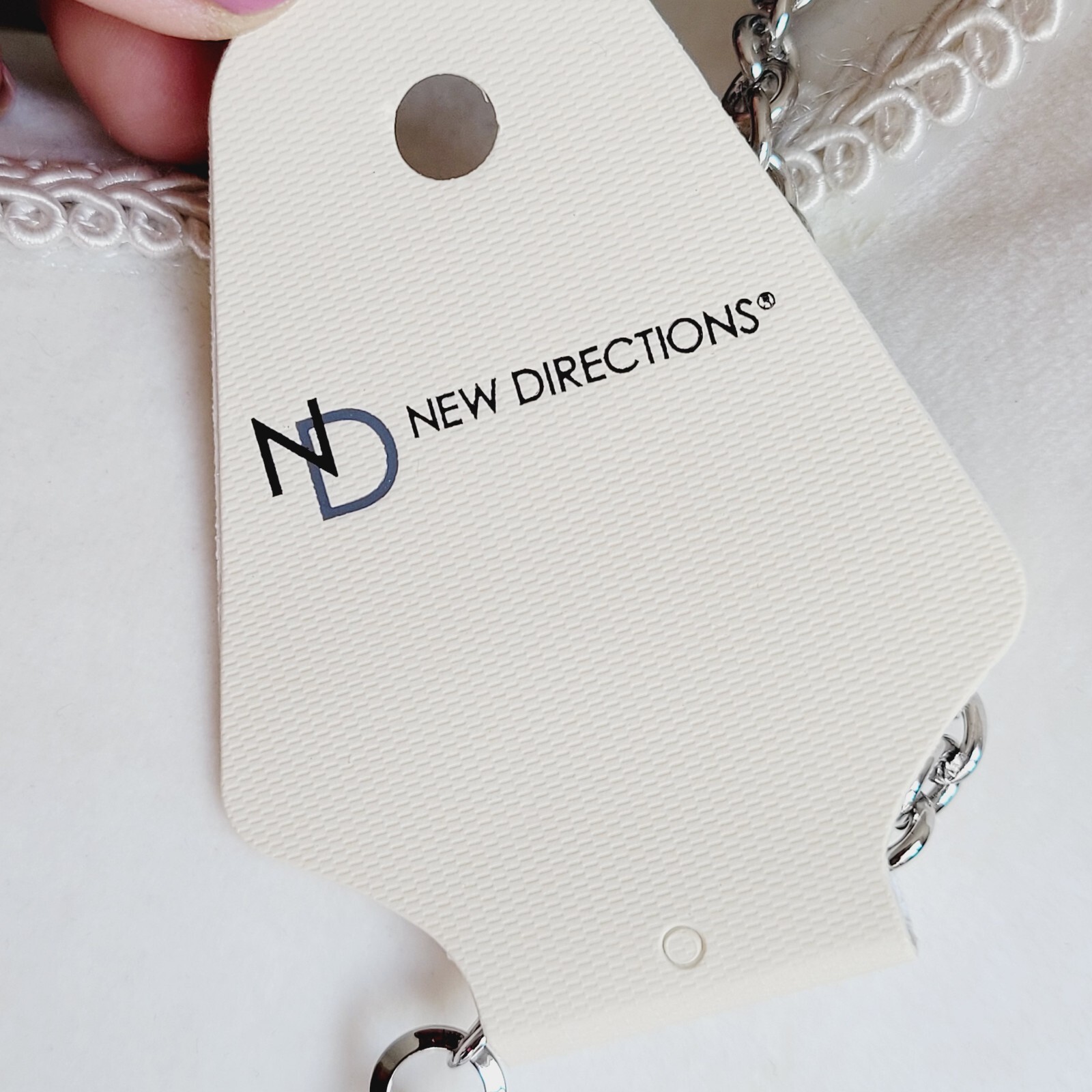 New Directions 20″ Necklace Polished & Hammered Discs Thick Rolo Chain NEW