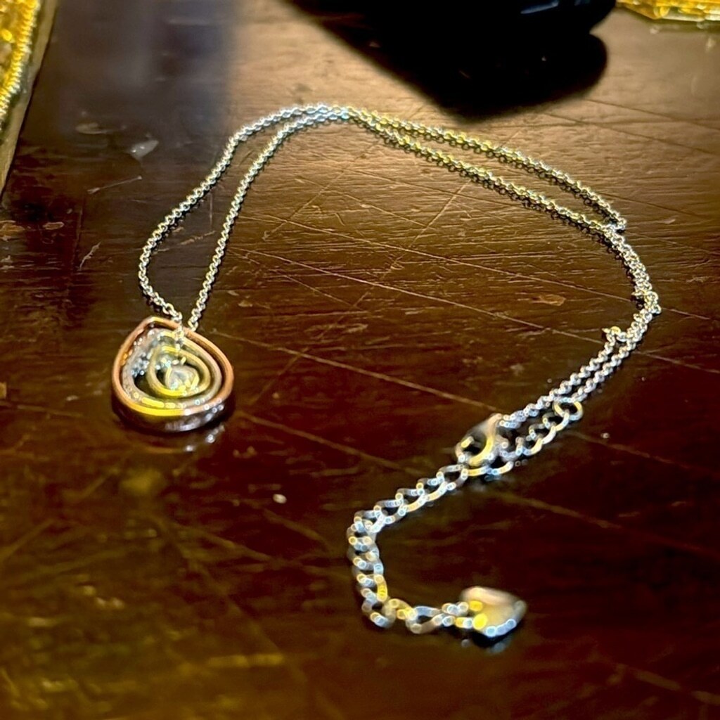 NEW fine jewelry Live Love and Hope tri color floating necklace