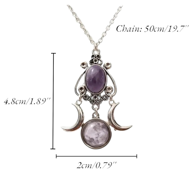 Triple Moon Goddess Crystal Necklace Accessories Witchy Jewelry For Women Girls