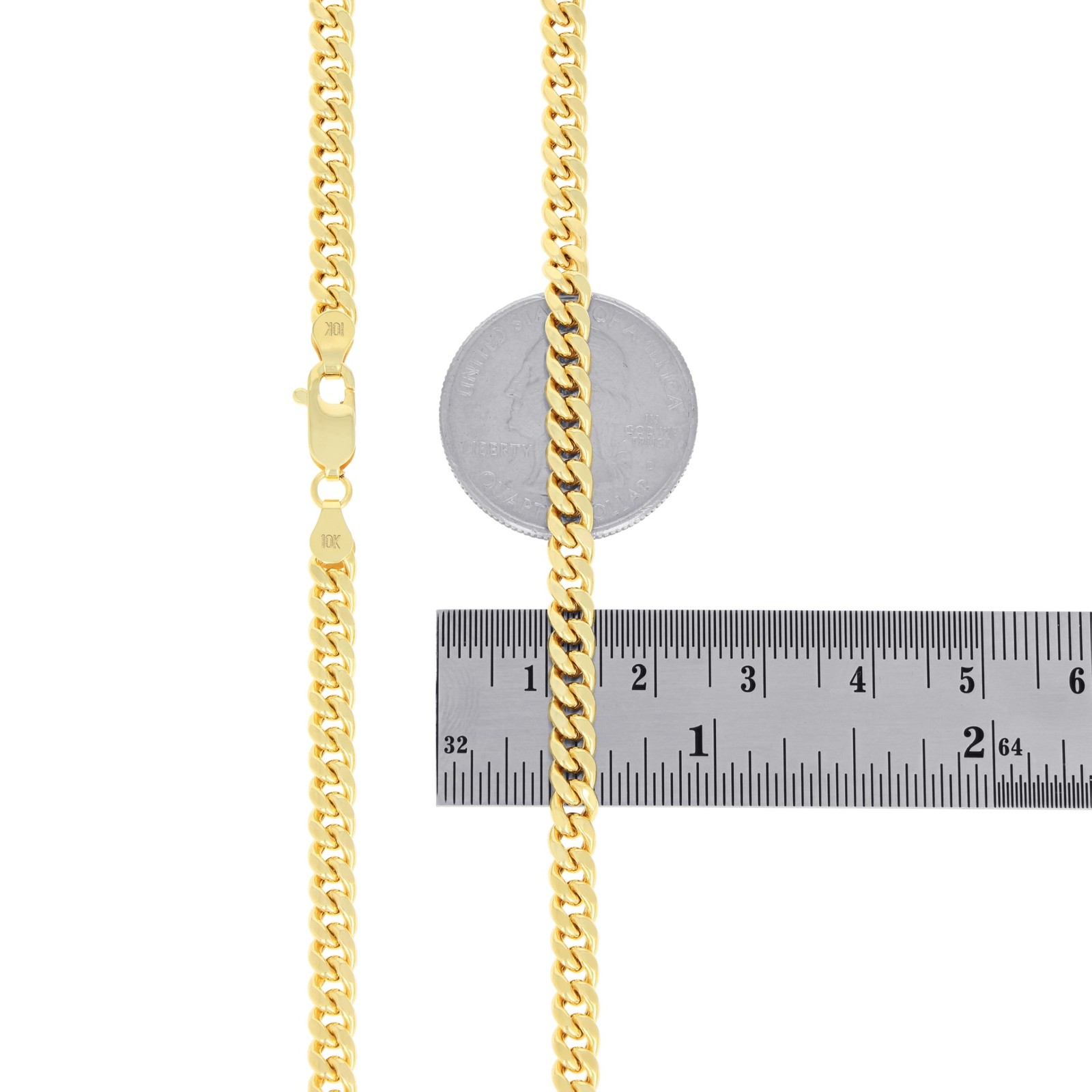 10K Yellow Gold 4.5mm Miami Cuban Lightweight Chain Bracelet Mens Womens 7″ -9″