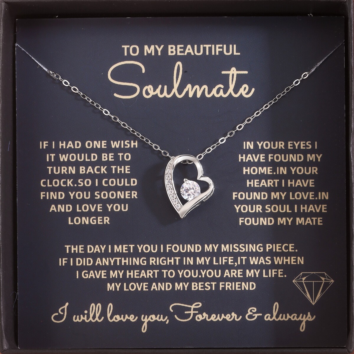TO WIFE CUSTOM GIFT Heart Pendant Necklace Valentine’s Day Birthday Gift for her