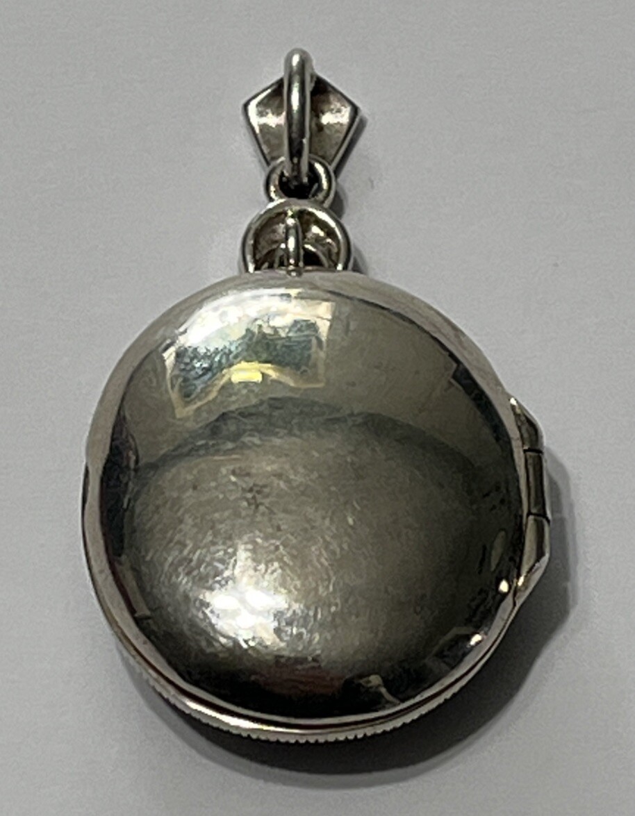 Sterling Silver Marcasite Oval Perfumer Or Photo Locket Pendant