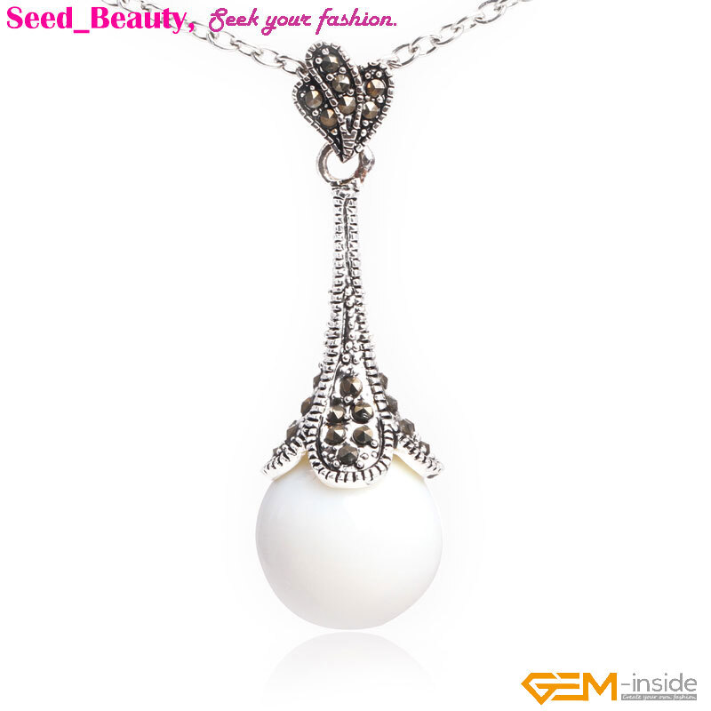 Tibetan Silver Plated Assorted Color Stone Marcasite Jewelry Necklace Pendant SD
