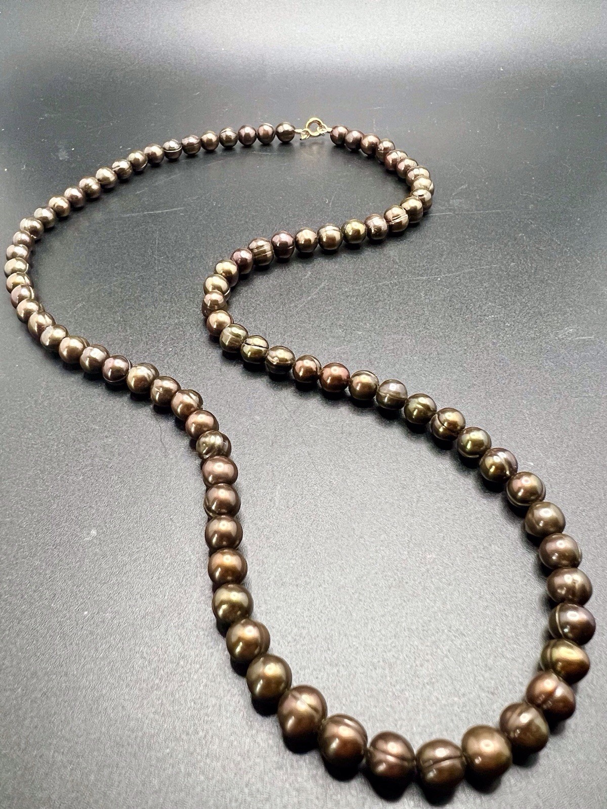 Freshwater Pearl 22” Strand Necklace Chocolate Brown / Bronze 6mm