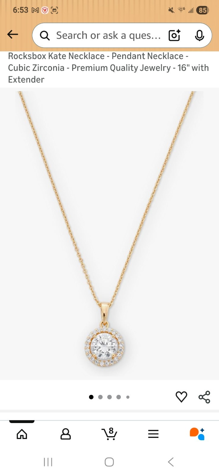 Rocksbox Kate Necklace – Cubic Zirconia – 16″ Round Gold & Clear