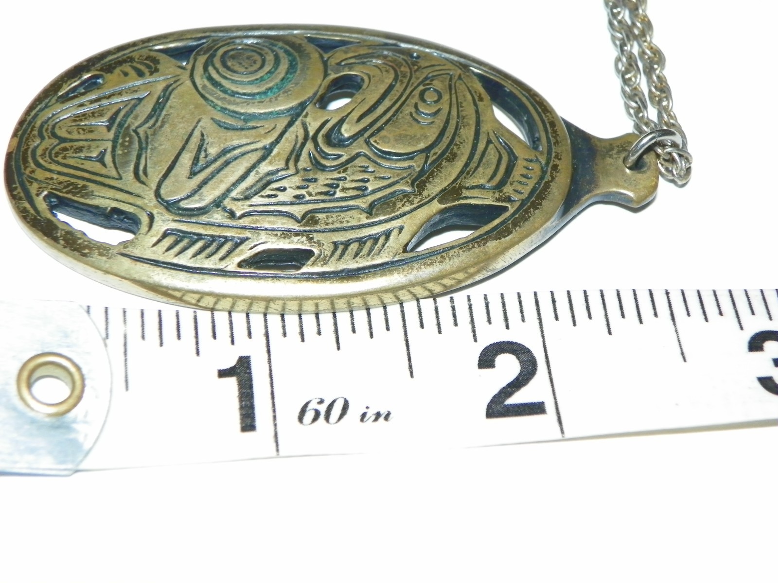 VTG Pacific Northwest coast style Art FISH Bronze Pendant sign artist ? & Canada