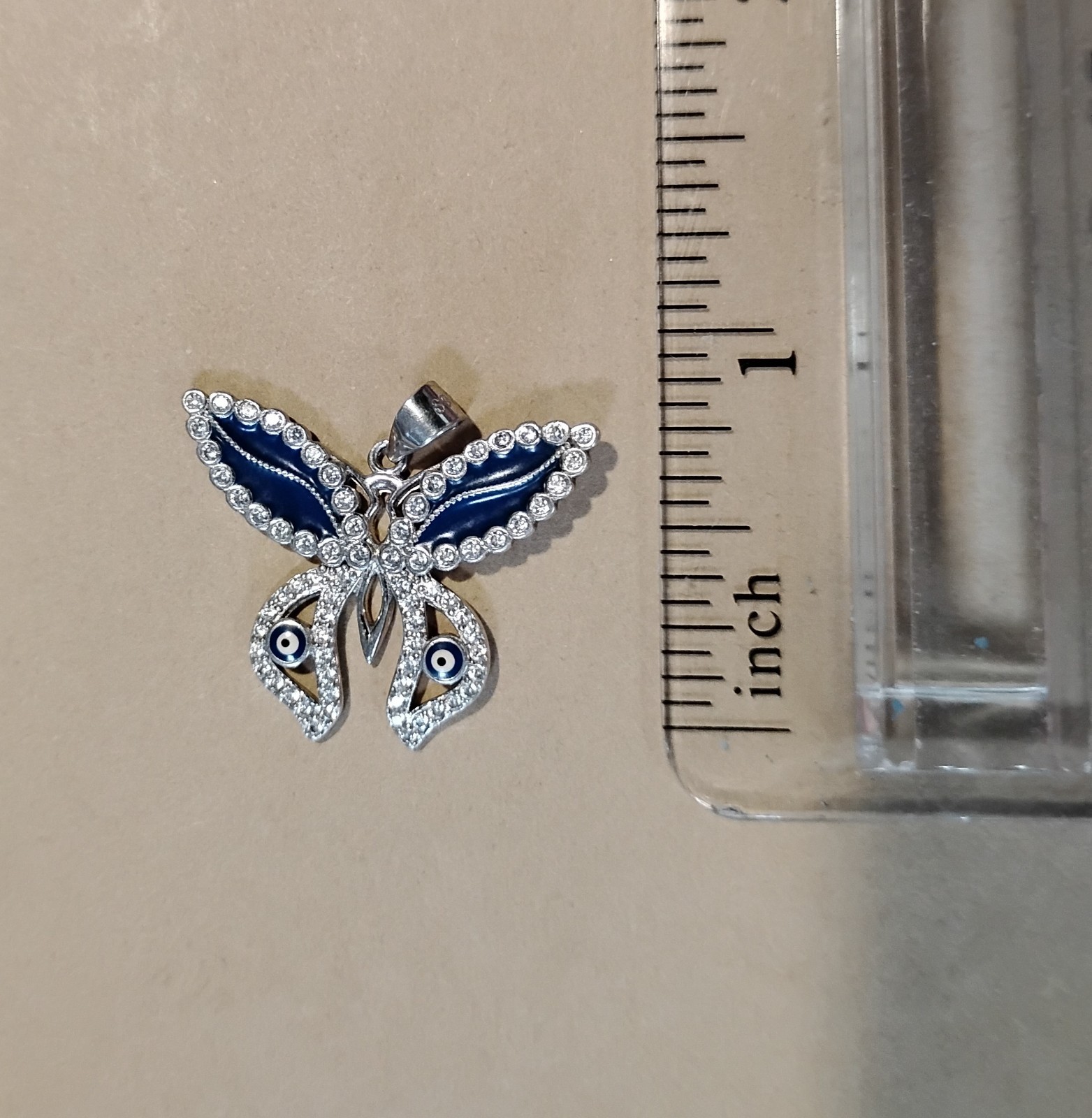 Sterling Silver 925 Butterfly CZ Rhodium Plated Pendant